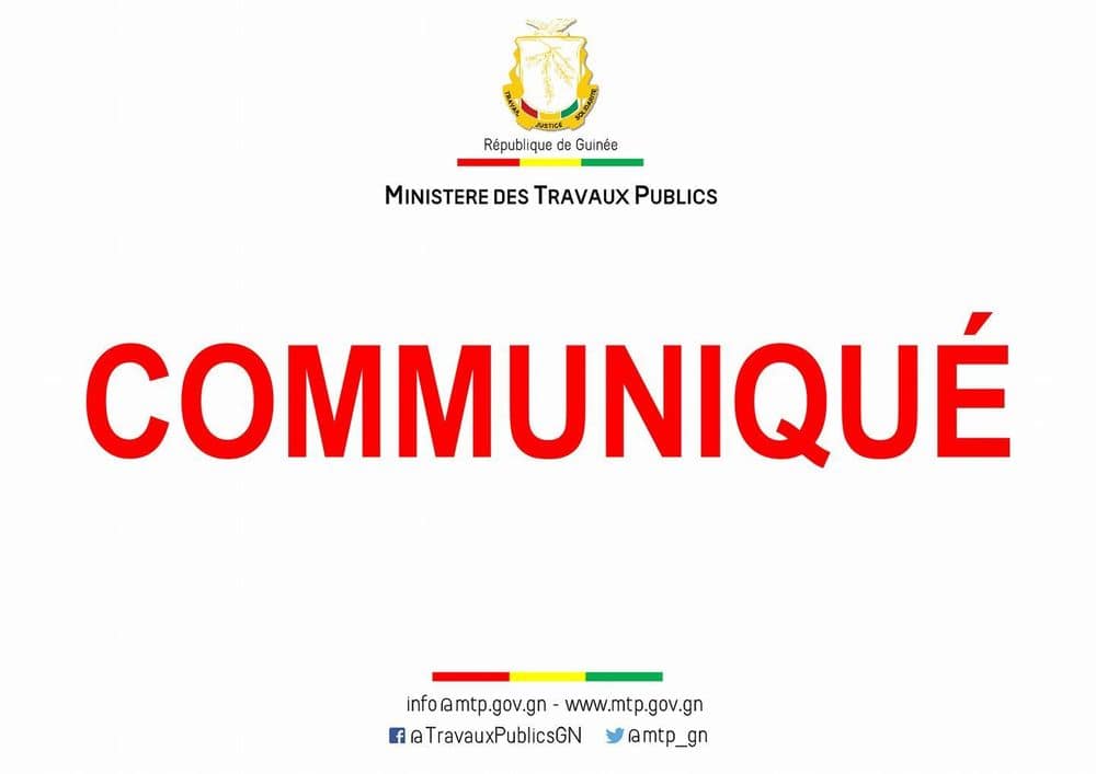 Communiqué Ministère des Travaux Publics
