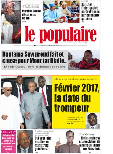 Le Populaire n°540 de ce lundi 19 décembre 2016.