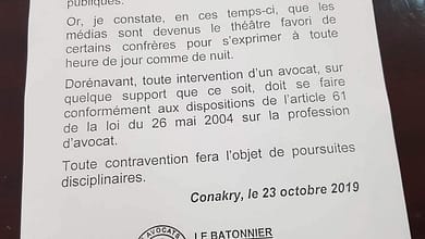 Communiqué du barreau de Guinée sur la sortie des avocats dans la presse 1 Communiqué du barreau de Guinée sur la sortie des avocats dans la presse