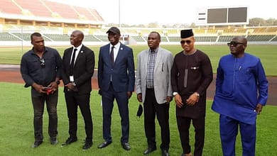 Augustin Senghor et sa suite ont visité le Stade Général Lansana Conté de Nongo 7 FB IMG 1614284447196
