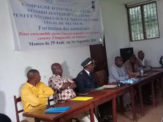 un atelier d'information et de sensibilisation des agents pénitentiaires se déroule à Mamou du 29 août au 1er septembre 2018.