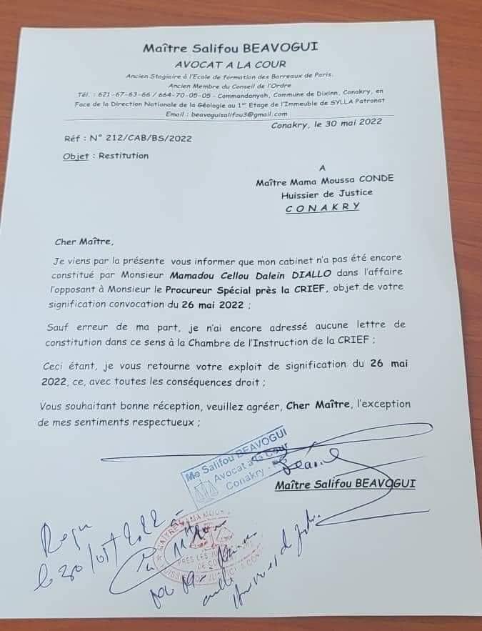 2 Me. Salifou Béavogui restitue la convocation de la CRIEF d'Aly Touré !