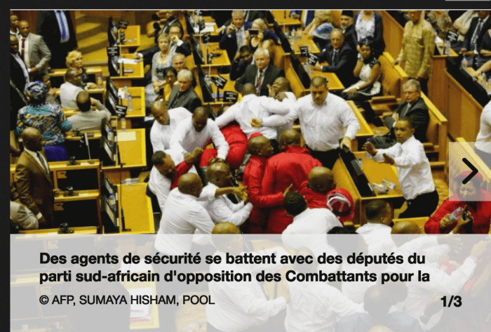 Afrique du Sud : Bagarre au parlement sud-africain pendant un discours de Zuma