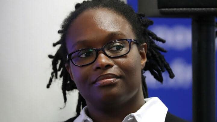 © Charles Platiau, AFP | Sibeth Ndiaye, le 8 mai 2017, dans les locaux d'En Marche !