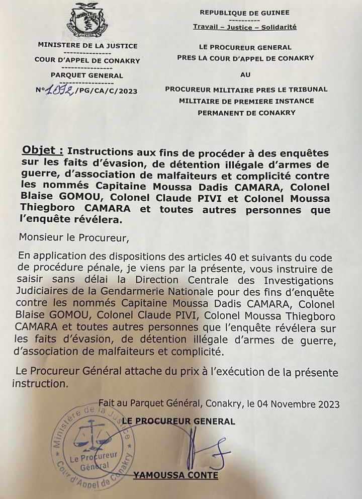2 Guinée : Déclenchement d'Enquêtes Poursuites contre d'Éminentes Figures Militaires