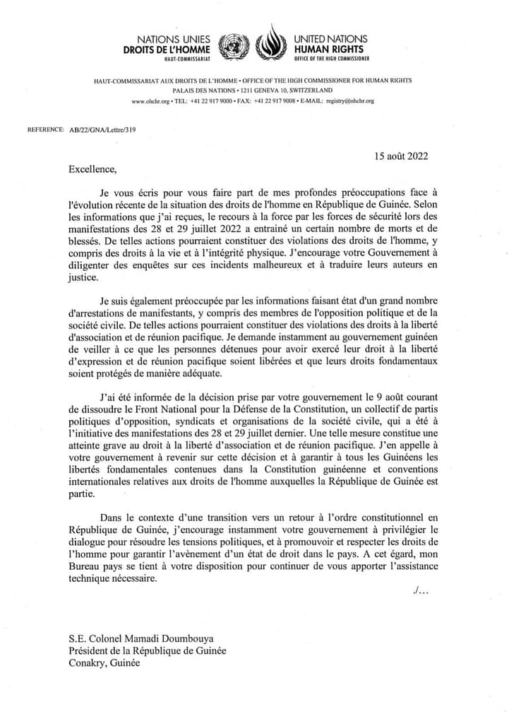 2 Michelle Bachelet au CNRD la dissolution du FNDC constitue une atteinte grave au droit à la liberté dassociation et de réunion pacifique .