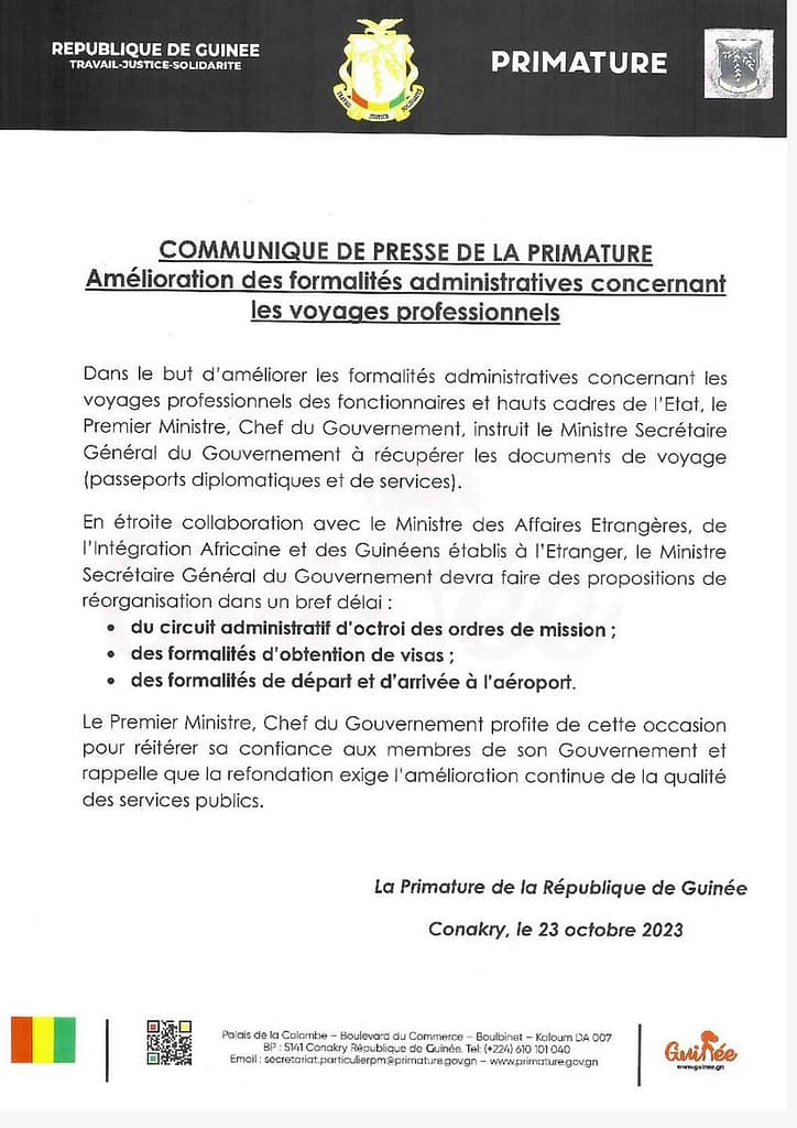 Récupération des passeports diplomatique des ministres