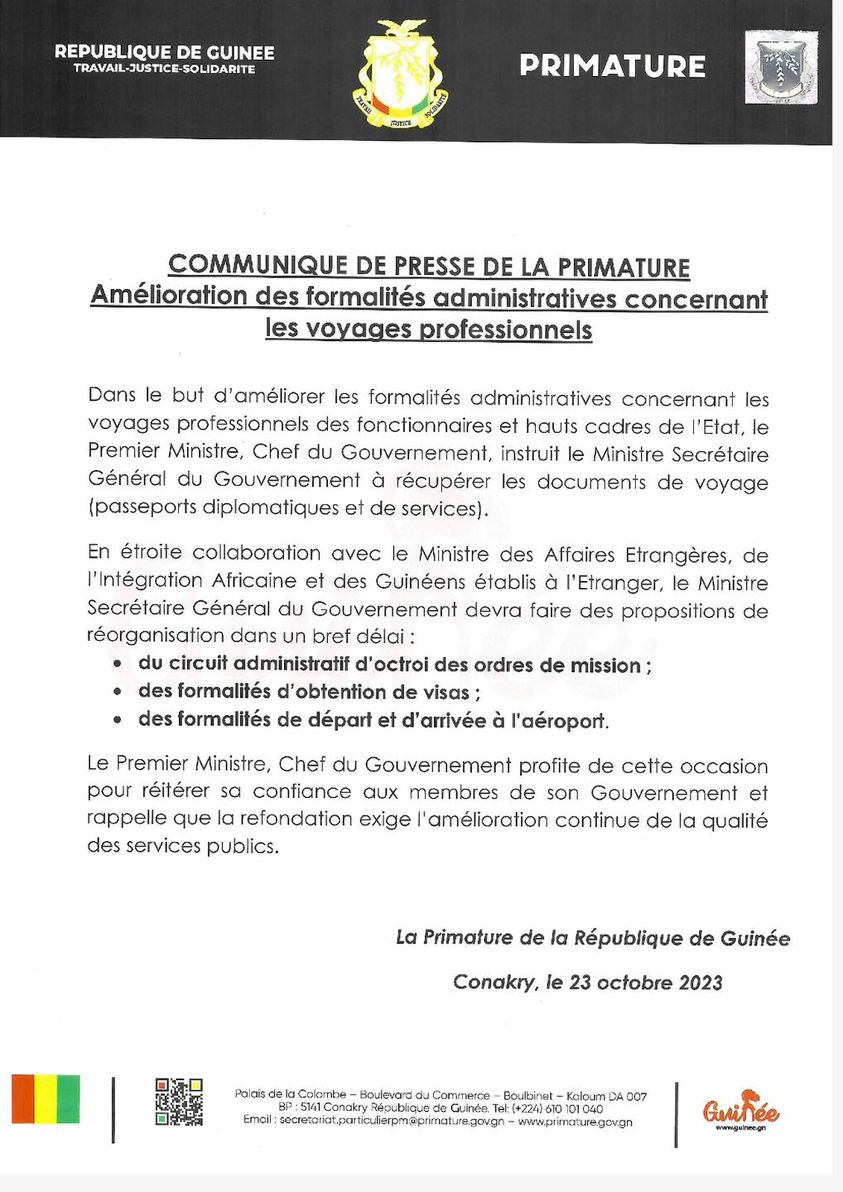 Récupération des passeports diplomatique des ministres