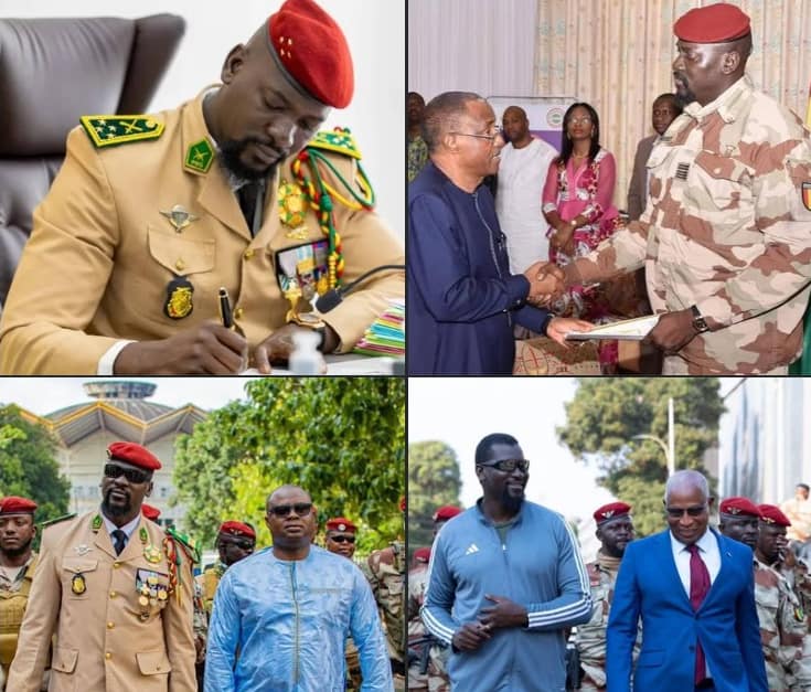 Doumouya avec les différents premiers Ministres de la Transition CNRD