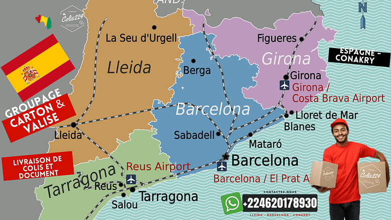 2 Lleida Barcelona Conakry livraison de colis en Guinée colis224