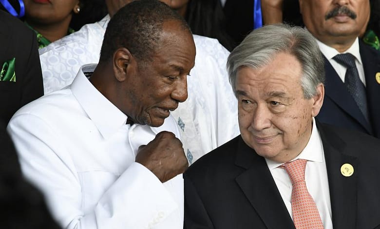 Alpha Condé et le secrétaire général des Nations unies, António Guterres