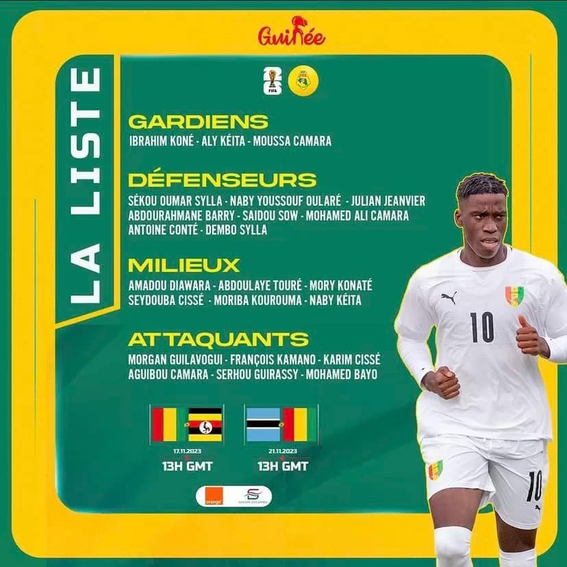 Voici la liste de Kaba Diawara pour les éliminatoires de la CDM 2026 face au Botswana et a l’Ouganda
