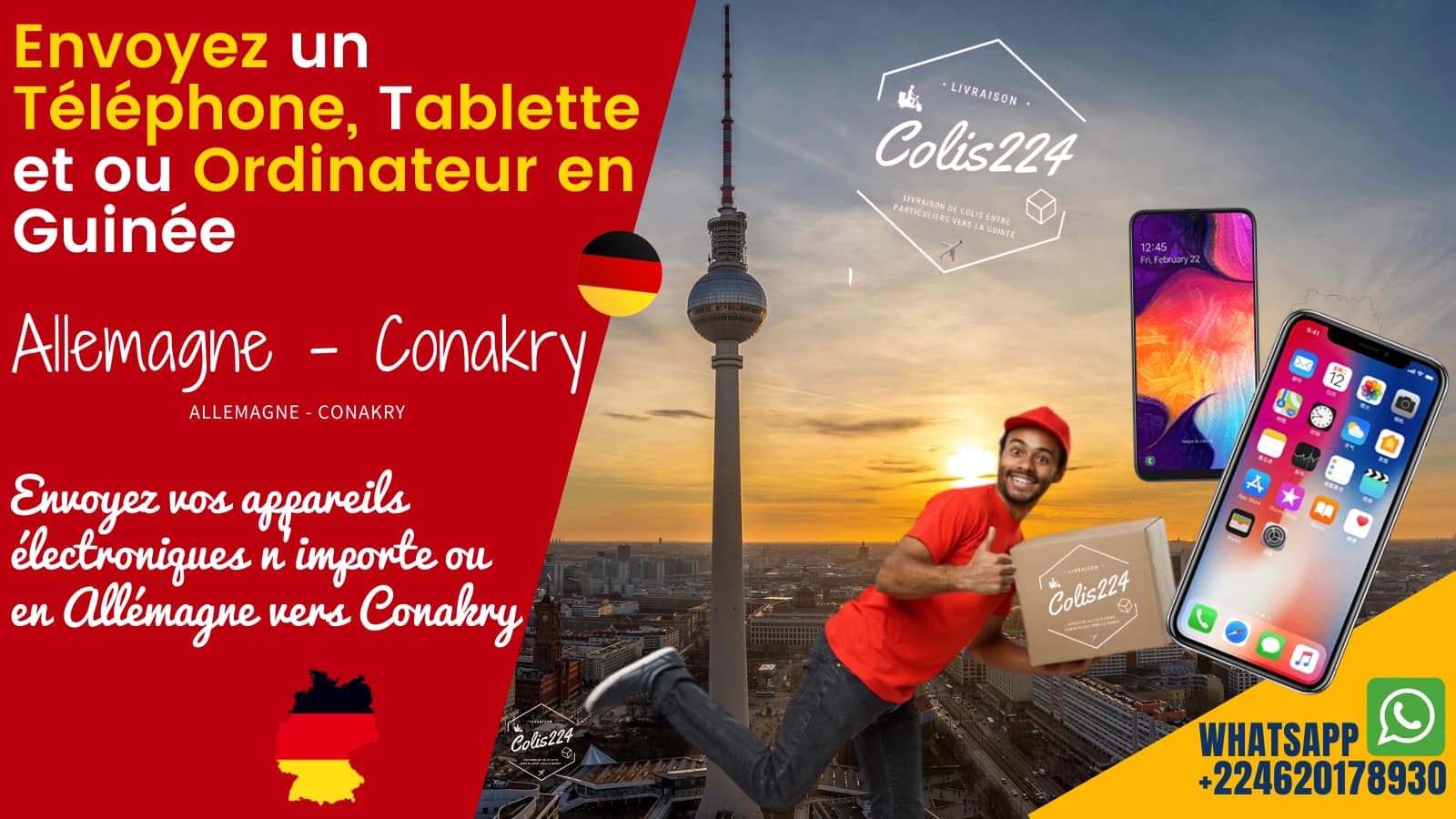 Envoyez un téléphone, tablette, ordinateur en Guinée depuis Allemagne