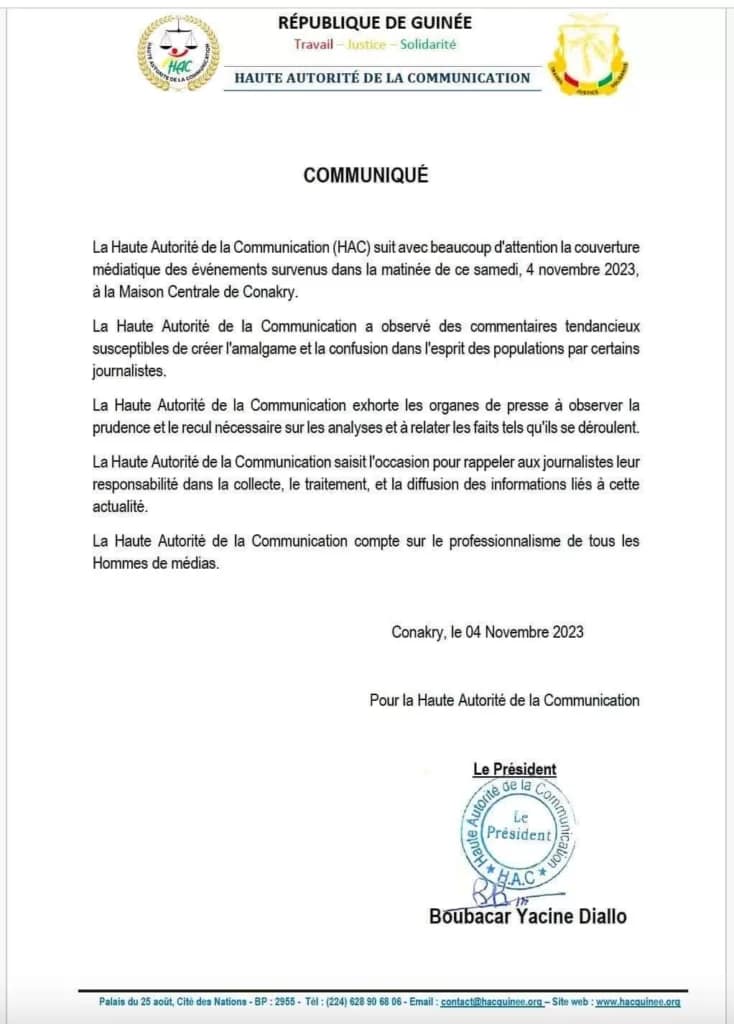 Communiqué de la HAC