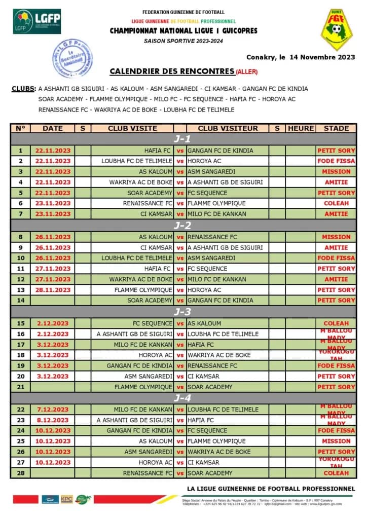 La passion du football reprend ses droits en Guinée avec le coup d'envoi de la nouvelle saison de la Ligue 1