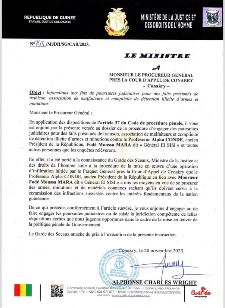 Injonctions aux fins de poursuites judiciaires.