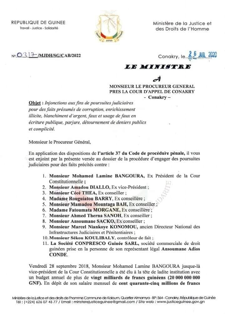 8 poursuites judiciaires contre lancien President de la Cour Constitutionnelle