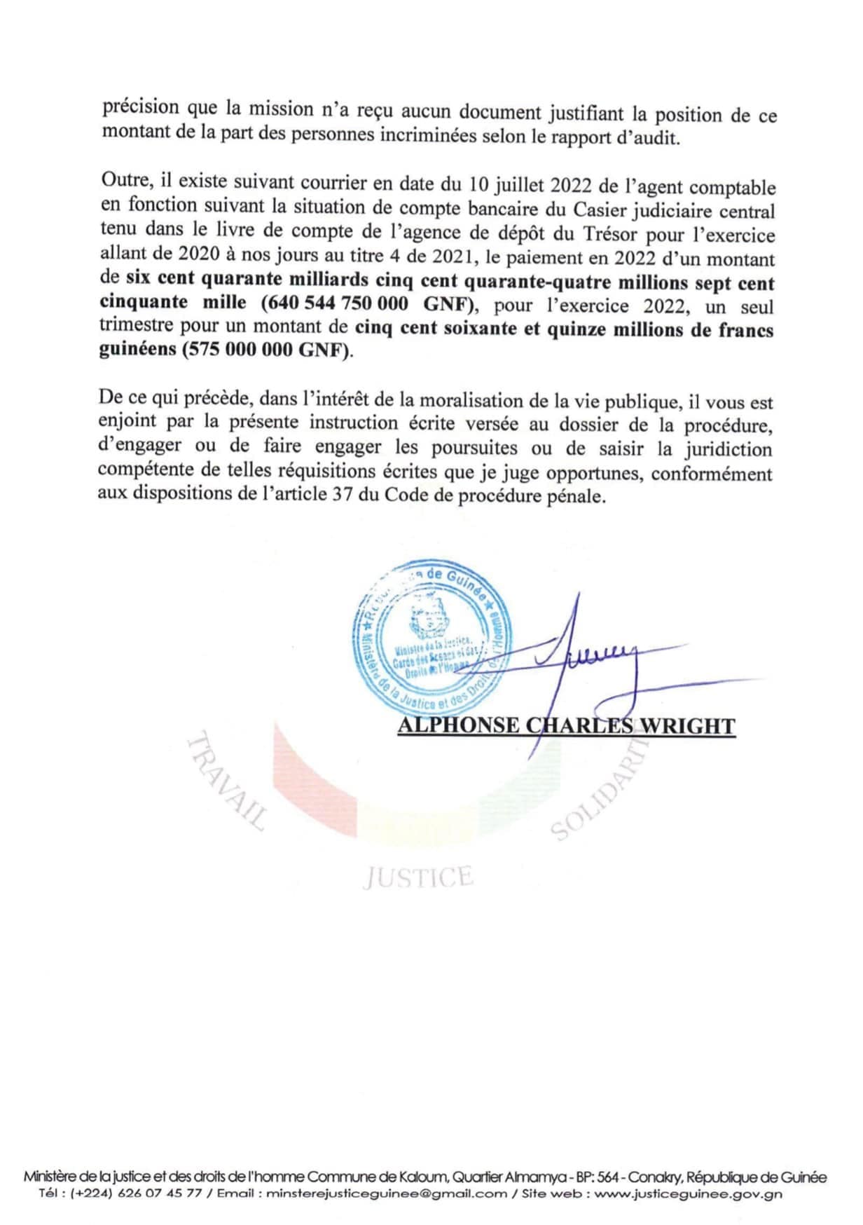 4 Injonction aux fins de Poursuites Judiciaires...