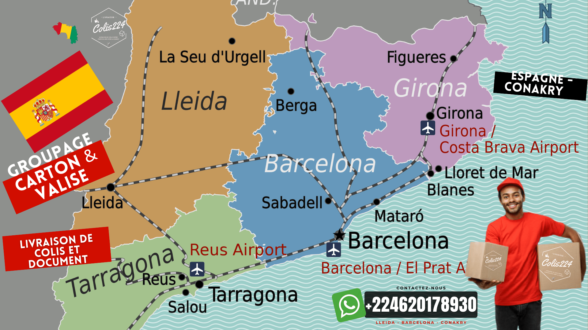 2 Lleida Barcelona Conakry livraison de colis en Guinée colis224