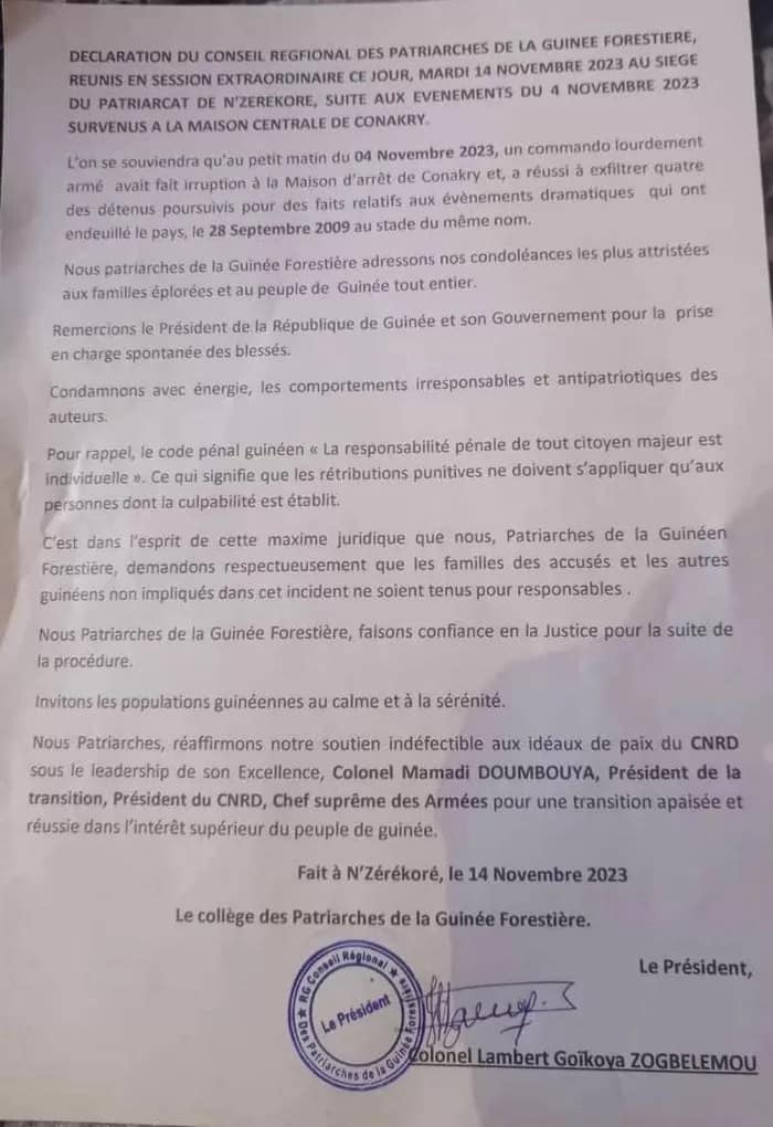 2 Tensions en Guinée : Appel des Patriarches à l'Après-Tentative d'Évasion
